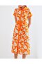 2455 Patterned Shirt Dress - Orange - 2