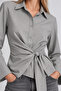 Striped Waist-Tie Detailed Long Sleeve Shirt |   Mkw1611538-1 - 4