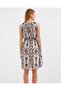 2501 Patterned Zero Sleeve Chiffon Dress - Black - 4