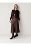 Sylvie Lace Detailed Satin Midi Skirt Women's Brown - 3