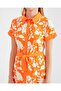 2455 Patterned Shirt Dress - Orange - 3