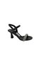 C1027 Women's Black Stone-Strapped Heeled Evening Dress Shoes