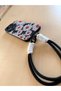 iPhone 14 Pro Phone Black Case with Strap and Charm with Daisy Pattern - 4