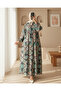 Women's Patterned Long Hijab Dress 2585 - D. Mint