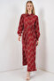 Women's Buttoned Long Hijab Dress 2588 - Burgundy - 2
