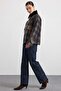 Velvet Collared Zipper Closure Plaid Trench Coat Green 6921 - 6