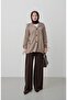 Women's Oversize Jacket with Drawstring Sleeves and Pockets - Mink - 8
