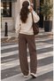 Women's Wide Leg Loose-Fit Sweatpants - High-Waisted Plain Sports Trousers - 2