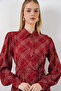 Women's Buttoned Long Hijab Dress 2588 - Burgundy