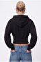 Women's Novis Slim Fit Black Hooded Sweatshirt with Elastic Waist - 5