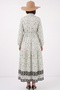 Women's Patterned Long Hijab Dress 2586 - A.Green - 2