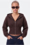 Women's Novis Slim Fit Brown Hooded Sweatshirt with Elastic Waist - 4