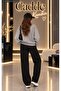 Women's Sweatpants - Wide Leg High Waist Knitted Bottoms with Pockets - 2