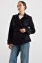 Short Trench Coat with Epaulettes and Cape Detail, Water-Repellent, Black 6910 - 4