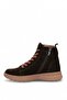 D26Kb-1250 Women's Genuine Leather Flat Boots Dark Khaki - 3