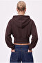 Women's Novis Slim Fit Brown Hooded Sweatshirt with Elastic Waist - 6
