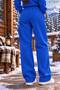 Women's Plain Unprinted Sweatpants - Wide Leg High Waist Knitted Bottoms with Pockets - 2