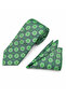 8 cm Green Motif Patterned Tie and Handkerchief Set - 2