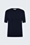 Short Sleeve Knitwear with Buttons on the Shoulders - Navy Blue - 3