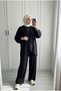 Women's Asymmetrical Double-Breasted Tunic Wide-Leg Pants Two-Piece Set
