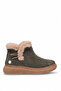 D26Kb-1000 Women's Genuine Leather Flat Boots Khaki