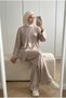 Women's Asymmetrical Double-Breasted Tunic Wide-Leg Pants Two-Piece Set - 3