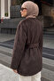 Buttoned Front Fox Fur Coat 50719 - Brown - 4