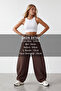 Women's coffee folded high waist 3 thread inner raised baggy sweatpants alc-x15887 - 2