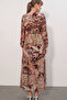 Women's Patterned Long Hijab Dress 2586 - Powder - 2