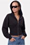 Women's Novis Slim Fit Black Hooded Sweatshirt with Elastic Waist - 4