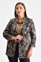 Women's Patterned Jacket with Flap Pockets, Black