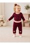 Baby Girl Organic Cotton Patterned Long Sleeve Snap Fastener Bodysuit and Trousers 2-Piece Set