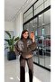Front Sequin Embroidered Jacket Brown - 3