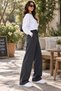 Women's Smoked Straight-Leg Modal Fabric Sweatpants with Pockets - 3