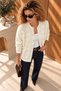 Cream-Colored Knitwear Cardigan with Lace Detail on the Front - 3