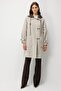 Women's Hooded Woolen Coat with Pocket Beige - 4