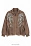 Front Sequin Embroidered Jacket Brown