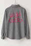 Women's Black and White Gingham Shirt with Rose Embroidery on the Collar and Back Print Detail - 5