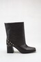 Women's Brown Square Toe Thick Heel Boots - 5