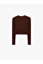 Crew Neck Long Sleeve Slim Fit Basic Crop Knit Sweater - 7