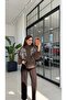 Front Sequin Embroidered Jacket Brown - 2