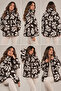 Floral Zippered Plush Fleece Jacket