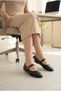 Larin Women's Black Buckle Mary Jane Ballerina Flat Toe Casual Shoes - 3