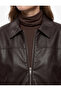 Long Sleeve Faux Leather Jacket with Zipper Pockets - 4