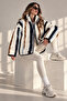 Striped Zippered Plush Fleece Jacket