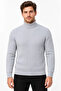 Men's Turtleneck Full-Throated Thick Ribbed Regular Fit Knitwear Sweater - Gray - 3