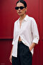 Striped Shirt with Folded Sleeves - Ecru