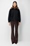 Women's Plush Collared Belted Coat Black - 3