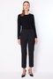Women's Double-Legged Trousers with Metal Accessories, Black - 2
