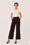 Wide Leg Fabric Brown Trousers with Bell Bottoms and Rubber Detail P-0102